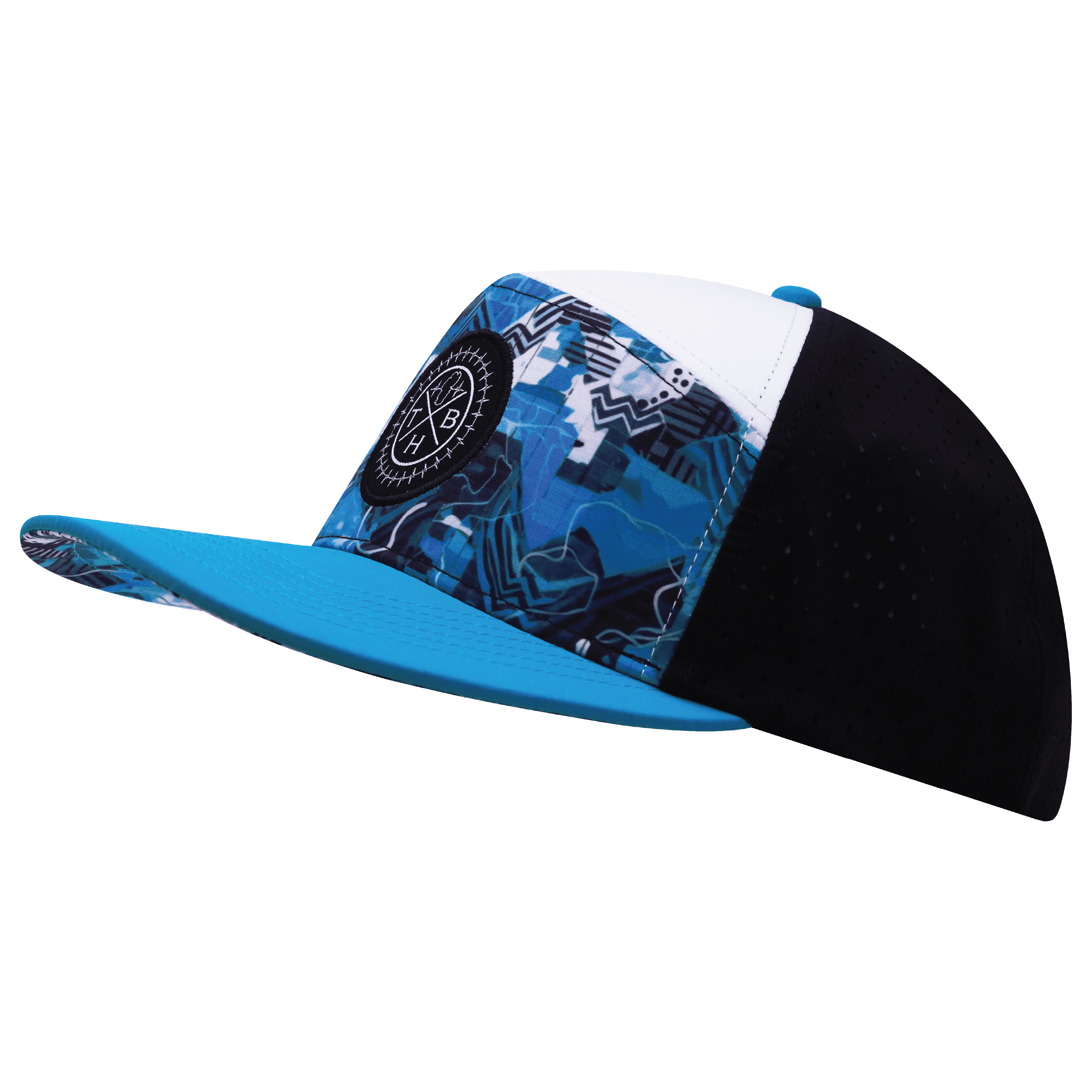 **ADULT** Color Vibes Hat - Flat Bill - Blue Shock - Neon Blue / White / Black - Laser Mesh