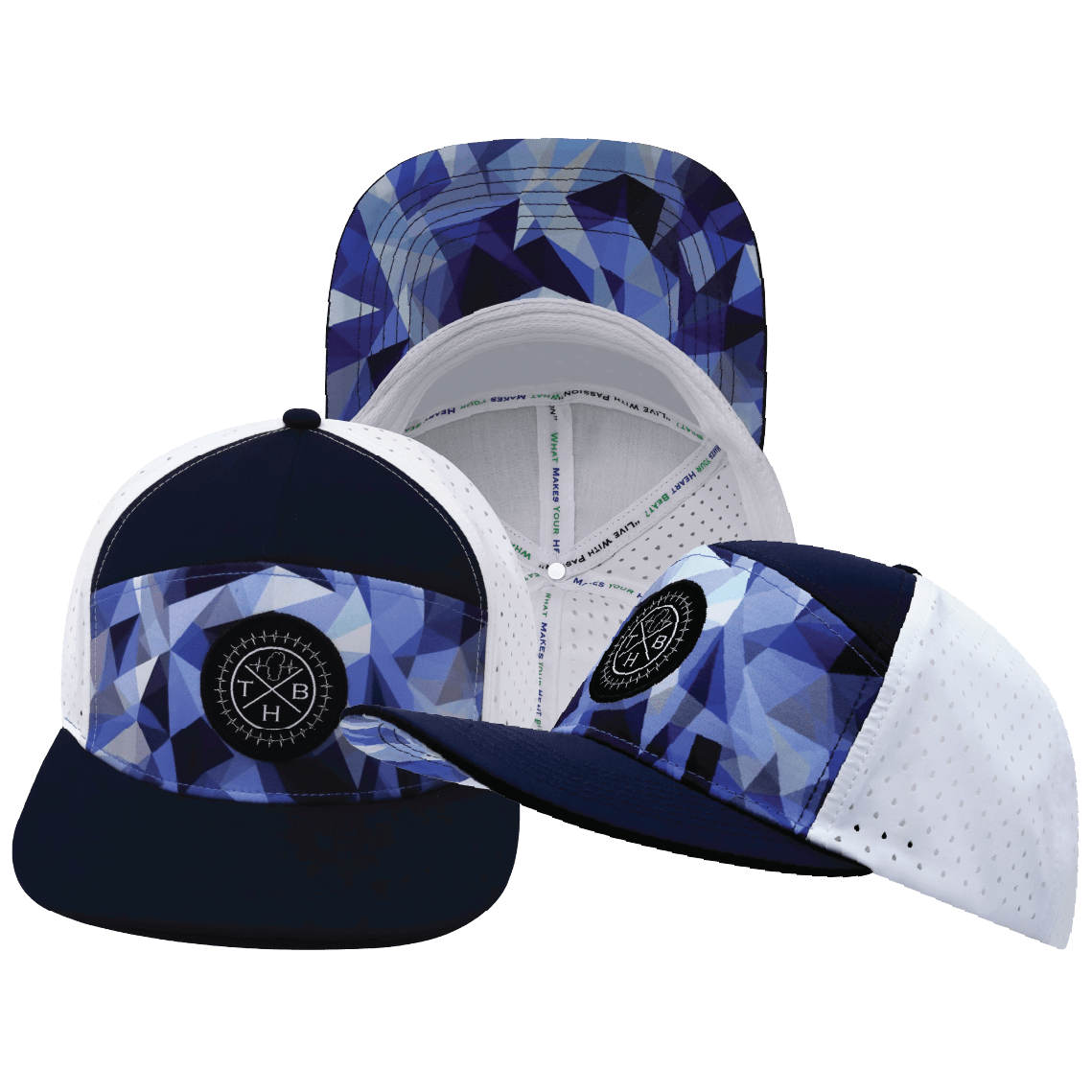 **ADULT** Color Vibes Hat - Flat Bill - Geo Blue - Navy / White - Laser Mesh