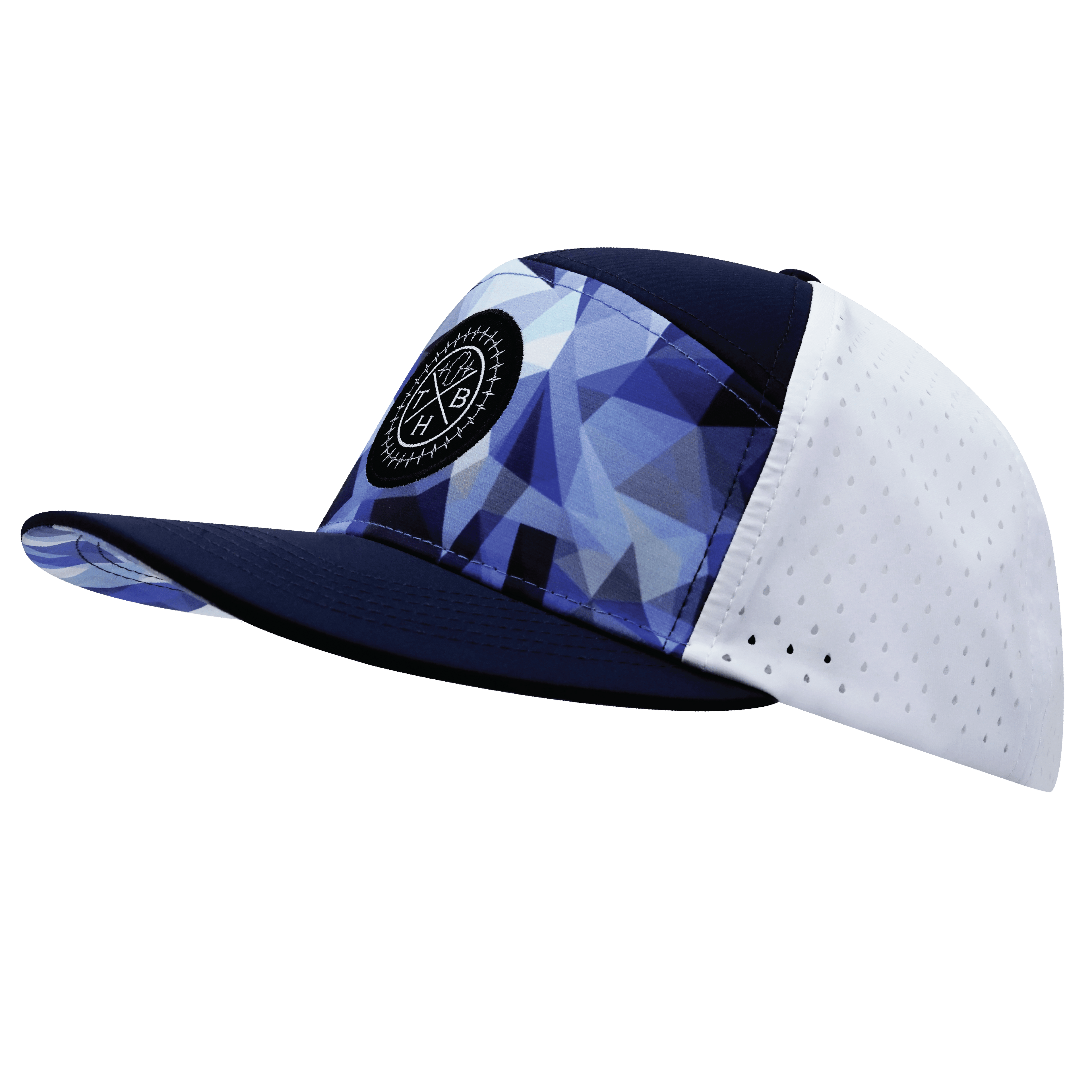 **ADULT** Color Vibes Hat - Flat Bill - Geo Blue - Navy / White - Laser Mesh