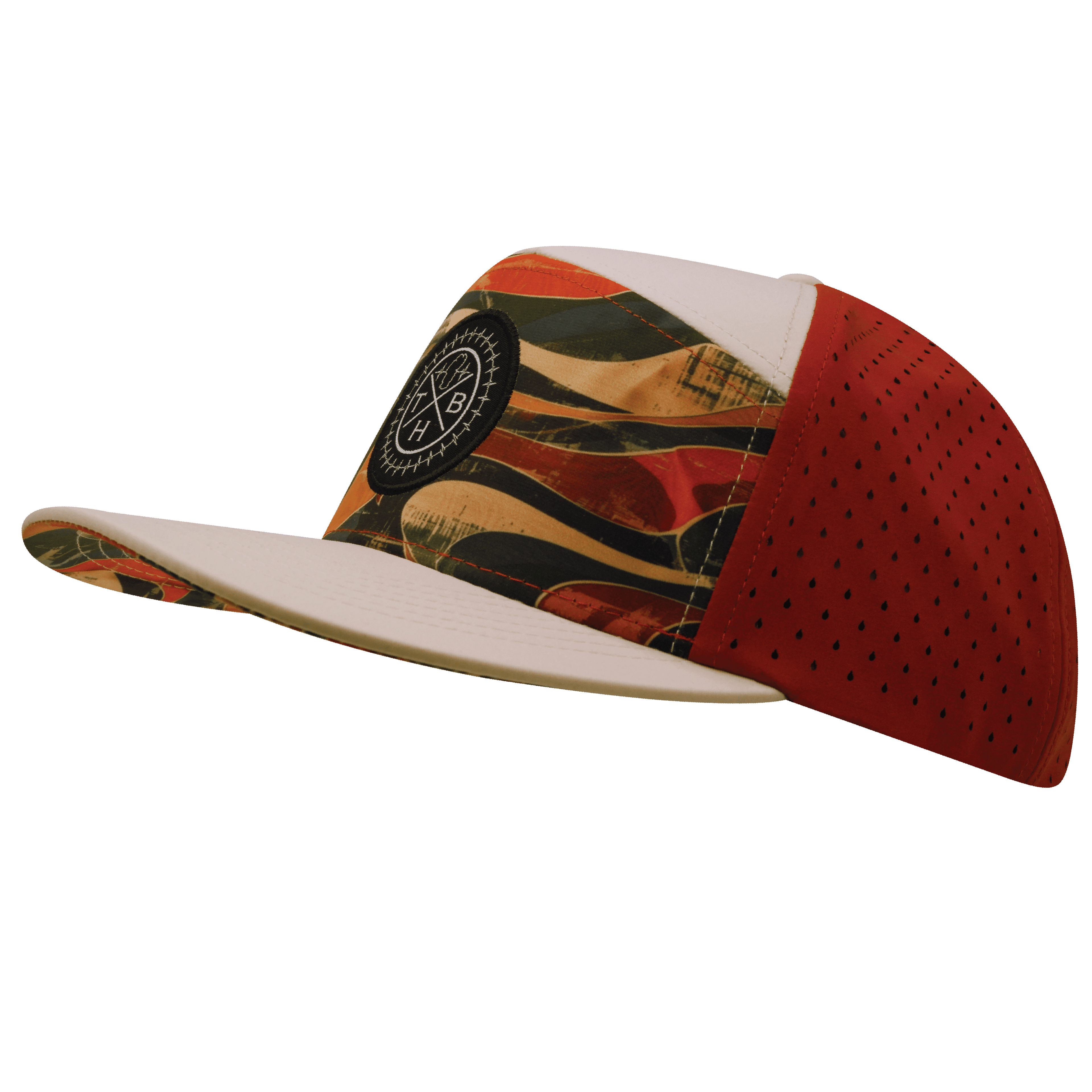 **ADULT** Color Vibes Hat - Flat Bill - Rustic River - Cream / Red Rock - Laser Mesh