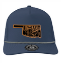 Navy blue lineman trucker hat Oklahoma with custom graphic embroidery from Cuztom Graphics