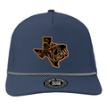 Cuztom Graphics navy blue Texas lineman hat with rope detail and lineman design patch