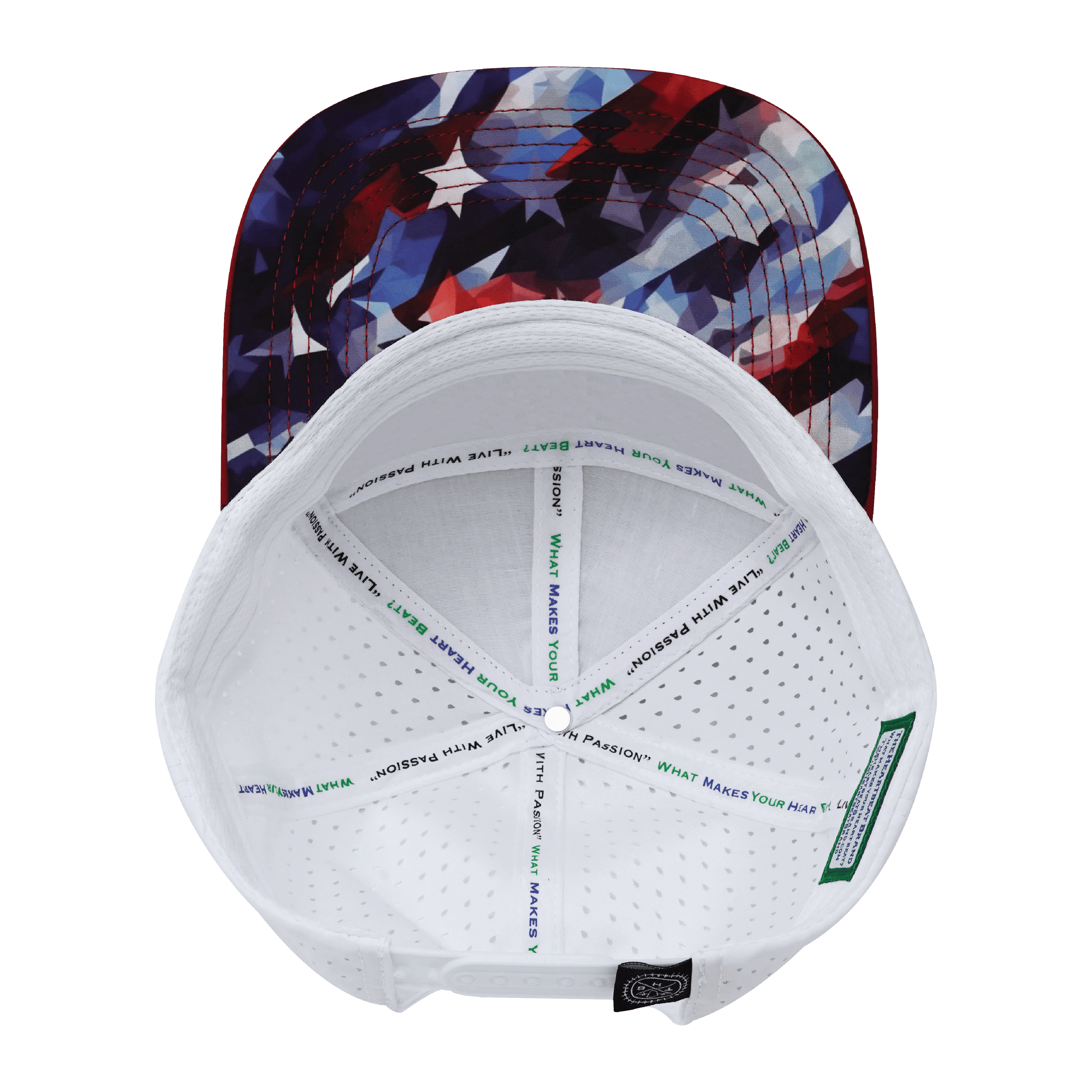 **YOUTH** Color Vibes Hat - Flat Bill - Geo Flag - Dark Red / Navy / White - Laser Mesh